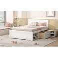 thumbnail image 5 of Harper & Bright Designs Full Size Wooden Platform Bed Frame with one Storage Rack on Wheels, one Drawer and Two Shelves for Boys and Girls, Antique White, 5 of 20