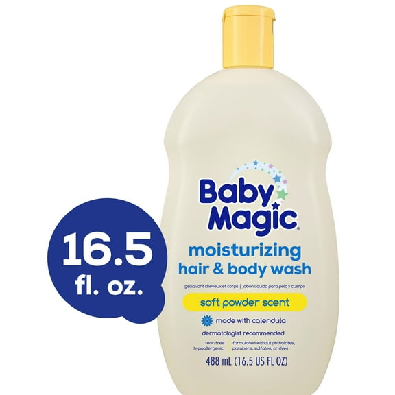Baby Magic Tear-Free Gentle Hair & Body Wash for Infants, Soft Powder Scent, 16.5 oz