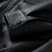 M-4X Plus Size Leather Jackets for Men Big & Tall Zip Up Coats with Pockets and Collared Long Sleeve Solid Color Thermal Motorcycle Jacket & Coat