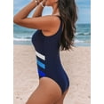 thumbnail image 3 of CUPSHE Women's One Piece Swimsuit Bathing Suit Scoop Neck U Back Color Block Athletic Modest Swimwear, 3 of 5