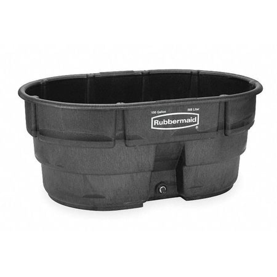 RUBBERMAID FG424500BLA 150 gal. Stock Tank, Black, 58" L , 39" W