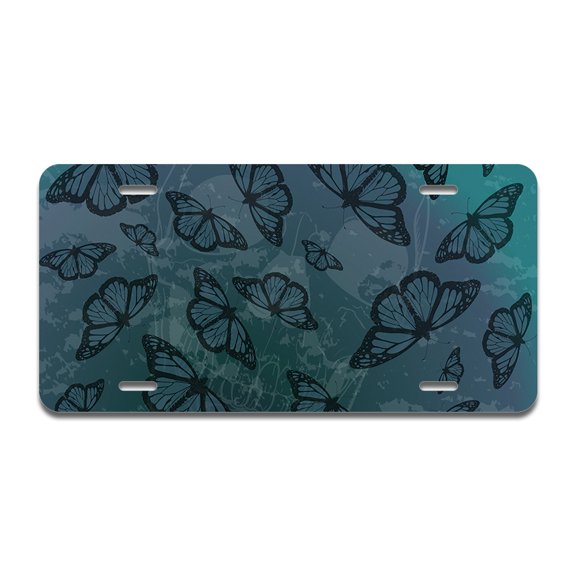 Dark Butterfly Aluminum License Plate| License Plate 12" X 6" Fits Any Car, Truck, SUV, RV, or Trailer | Made in The USA