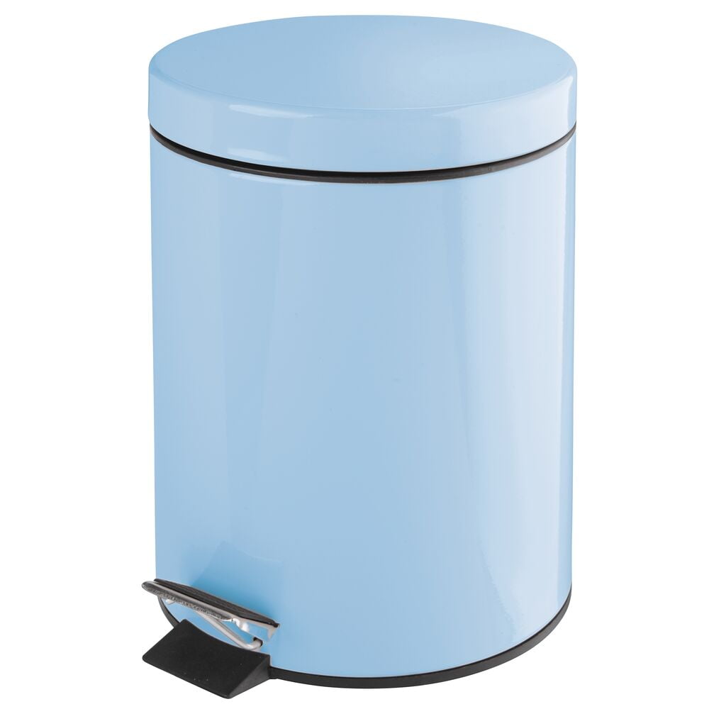 mDesign Small Round Step Trash Can Garbage Bin, Removable Liner, 5L