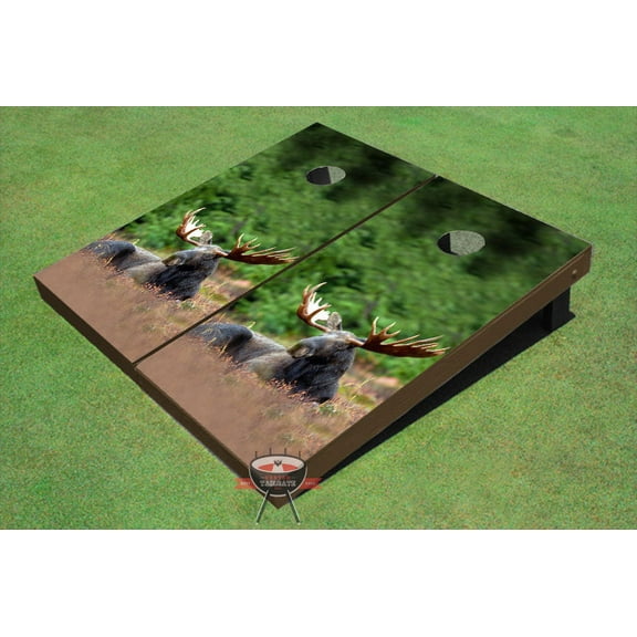 Moose In Grass Theme Cornhole Boards