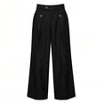 thumbnail image 5 of LEKWK Dress Pants for Men High Waisted Pleated Wide Leg Trouser Relaxed Fit Button Detail Classic Business Casual Lounge Pants for Office Work formal Wear Black XXL, 5 of 5