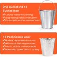thumbnail image 3 of Drip Bucket and 15-Pack Disposable Foil Liners for Oklahoma Joe's, Traeger, Pit-Boss, Z Grill, Camp Chef, Grill Grease Liner Fits Most Offset Smoker, Rec Tec Pellet Grill Bucket, Silver, 3 of 6