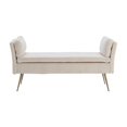 thumbnail image 4 of Upholstered Velvet Bench, Extra-Long Ottoman Footrest Stool with Padded Seat and Golden Metal Legs, Accent Bed Bench for Bedroom Entryway Living and Dining Room Hallway,Beige, 4 of 7