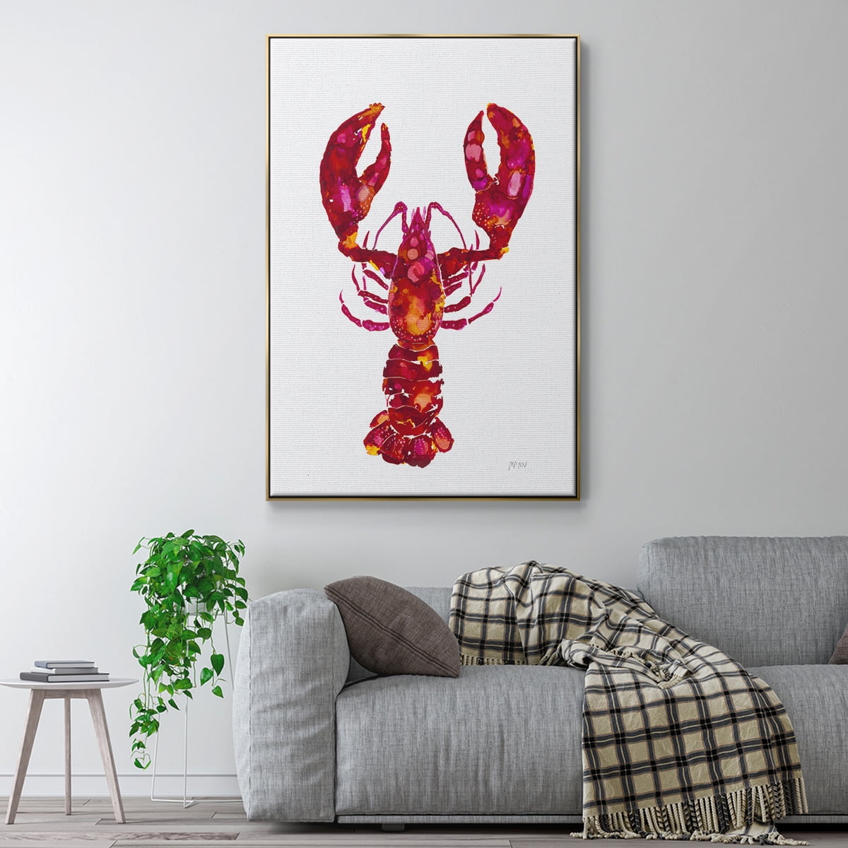 Lobster Framed Premium Gallery Wrapped Canvas - Ready to Hang - 17 x 25 - Gold Floating Frame