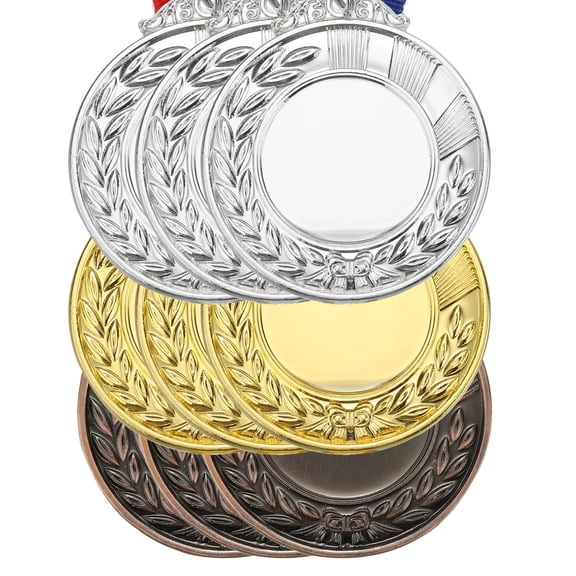 Uxcell Blank Award Medals, 9 Pack Gold Silver Bronze Award Medals with Ribbon, Make Your Medals Kit