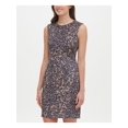 thumbnail image 3 of TOMMY HILFIGER Womens Brown Animal Print Sleeveless Short Sheath Dress Size: 12, 3 of 3