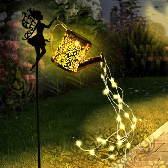 Jinyi Solar Fairy Watering Can Lights，Outside Multi Strand 36 LEDs Firefly Bunch Watering Can Lights Outdoor Waterproof Solar Powered Waterfall Lights for Garden