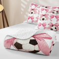 thumbnail image 4 of Erosebridal Girls Pink Bowknot Twin Quilt Set,Dreamy Princess Style Twin Coverlet Set For Football Girly,2-Piece, 4 of 7
