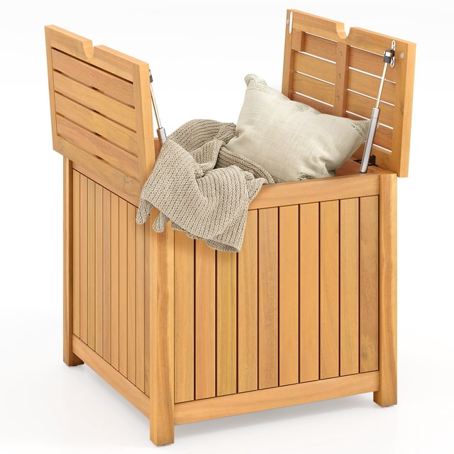 Gymax 2-in-1 Outdoor Side Table w/Storage Umbrella Hole & Removable Base for Backyard