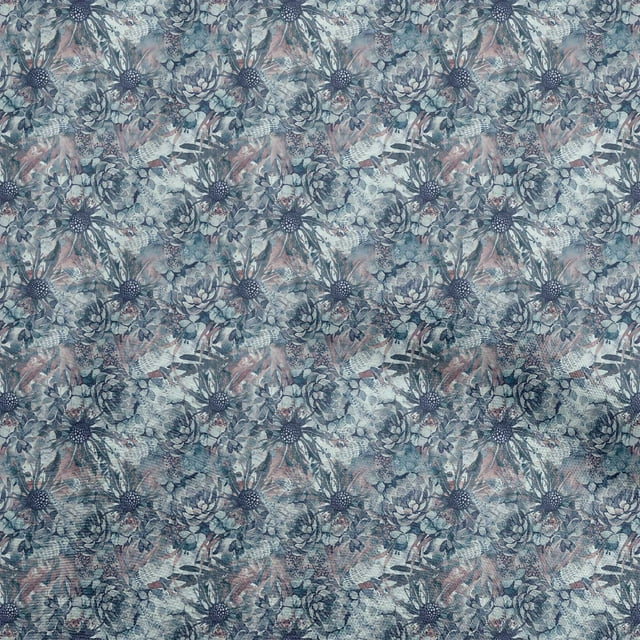 oneOone Rayon Blue Fabric Abstract Floral Sewing Craft Projects Fabric Prints By Yard 56 Inch Wide-3rb
