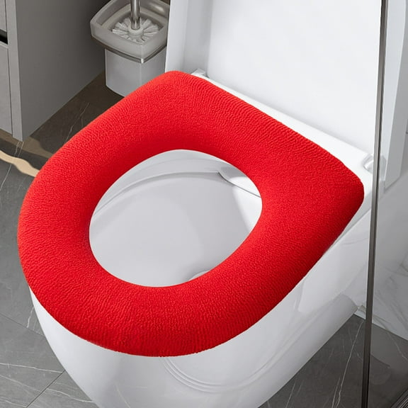 ZZkhGO Universal Toilet Seat Cushion, O Shape Washable Knitted Toilet Cover, Soft Fleece Bathroom Seat Cushion for Home Comfort