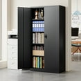 thumbnail image 2 of Fesbos Metal Storage Cabinet, 72" Locking Tool Steel Garage Cabinet with 2 Doors and 4 Adjustable Shelves, Utility Metal Filing Cabinet with Lock for Home Office, Garage, Kitchen, 2 of 11