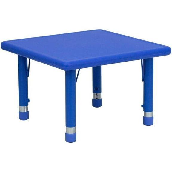 Bowery Hill 24" Square Height Adjustable Plastic Activity Table in Blue