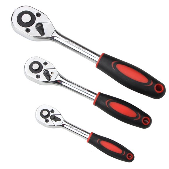 Clé à Cliquet en Acier à Couple Élevé 1/4 Pouces 3/8 Pouces 1/2 Pouces pour Douille 24 Dents Libération Rapide Outils à Main Professionnels Larges