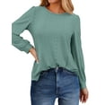thumbnail image 4 of Fantaslook Eyelet Blouses for Women Dressy Casual Long Sleeve Shirts Crew Neck Fall Trendy Tops, 4 of 9