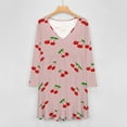 thumbnail image 4 of Cherries Long Sleeve Dresses For Women Vintage Elegant Party Dress Oversized V-neck Dress S-8XL, 4 of 7