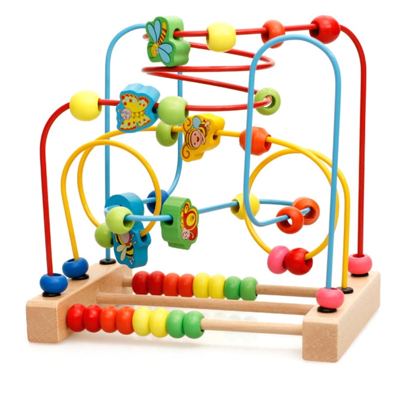 Wooden First Circle Bead Maze Roller Coaster Toy for Kids Play Baby Toy BMY 