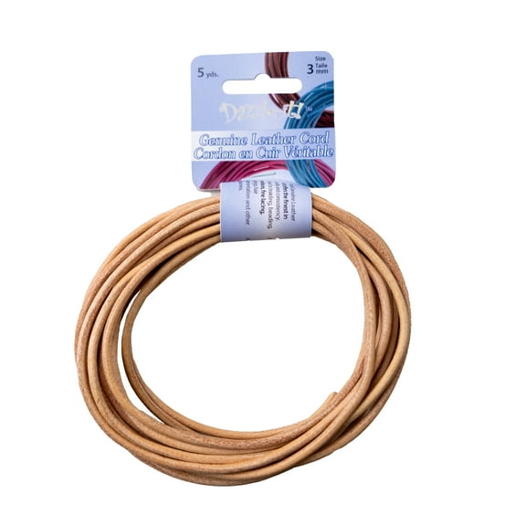 John Bead 3mm Natural Genuine Leather Cord 5yds