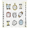 thumbnail image 3 of Ambesonne Hipster Shower Curtain, Hand Drawn Vintage Clock, 69"Wx84"L, White and Black, 3 of 5
