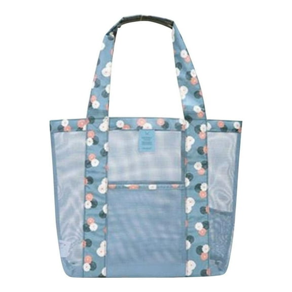 Large Capacity Mesh Beach Bag with Adjustable Shoulder Strap for Outdoor Travel and Storage