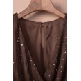 thumbnail image 3 of ABPHQTO Vestido largo con cuello en V y diamantes de imitación con abertura lateral marrón para mujer, 3 of 5