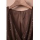 thumbnail image 3 of ABPHQTO Vestido largo con cuello en V y diamantes de imitación con abertura lateral marrón para mujer, 3 of 5