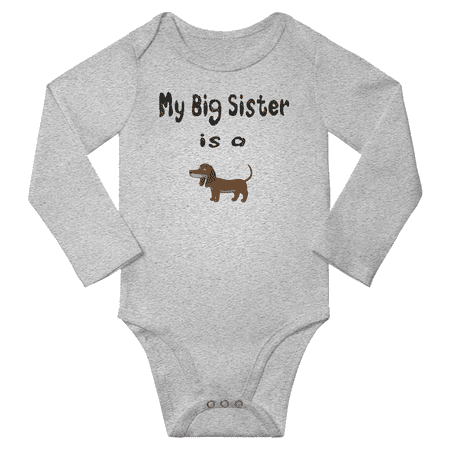

My Big Sister is a Dachshund Dog Funny Baby Long Sleeve Clothing Bodysuits Boy Girl (Gray 18-24M)