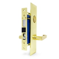 Lever Mortise Keyed Lockset - Right Hand - Polished Brass US3 Finish - 2-1/2" Backset - 2 SC1 Keys