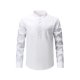 thumbnail image 2 of Blusa y camisa de manga larga con cuello alto para hombre, informal, de color liso, con cuello alto, manga larga, bolsillo con medio botón, blusa de poliéster para hombre, 2 of 5