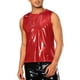 thumbnail image 4 of Camisetas sin mangas metálicas INSPIRE CHIC para hombres, camiseta holográfica, chaleco brillante para fiesta disco, rojo S, 4 of 4