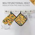thumbnail image 4 of Yayeee Oven Mitts and Pot Holder Set of 4 Heat Resistant Kitchen Gloves Baking Hot Pad, Yellow Sardines Pattern, 4 of 5