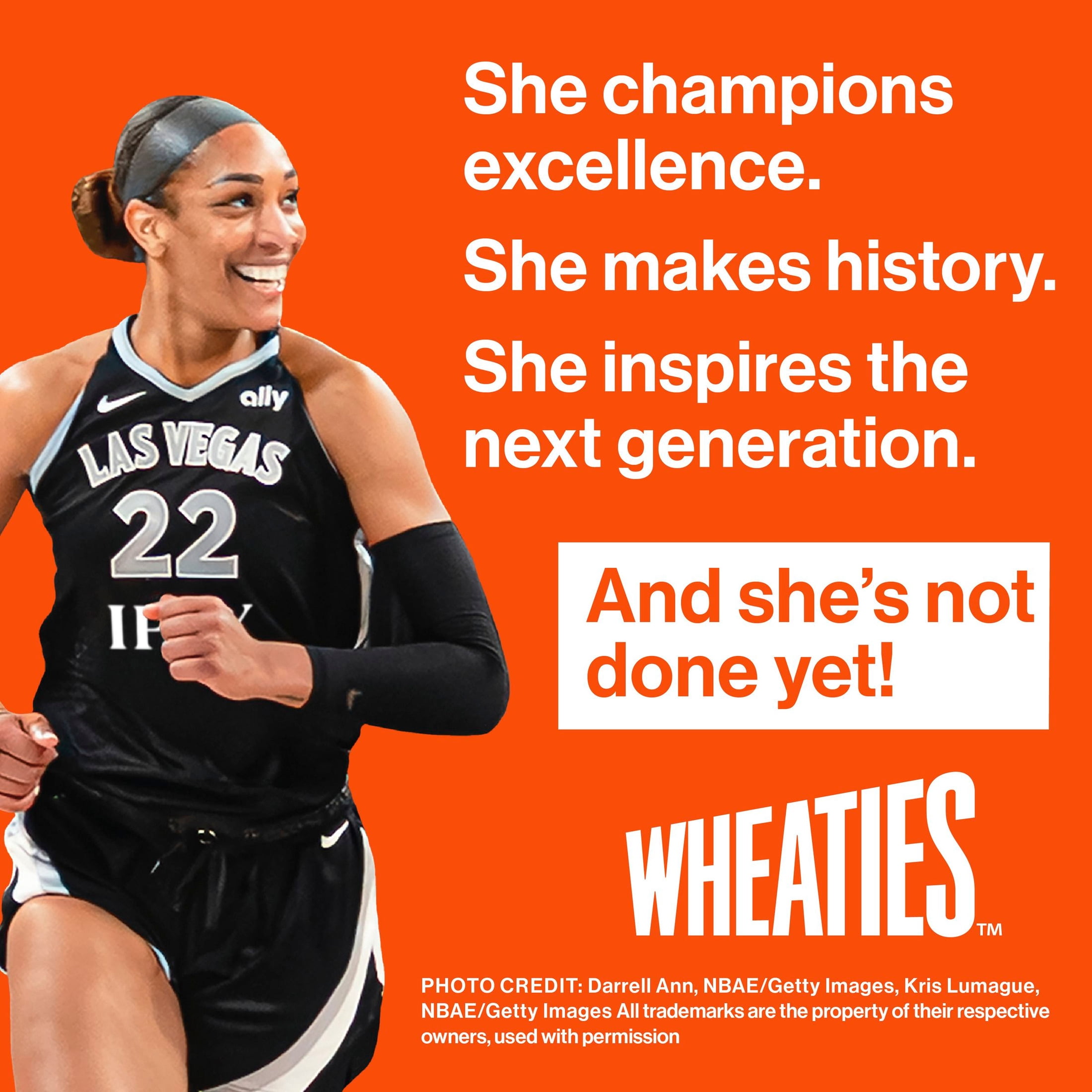 Wheaties Cereal, Breakfast of Champions, A'ja Wilson Cereal Box, 15.6 oz