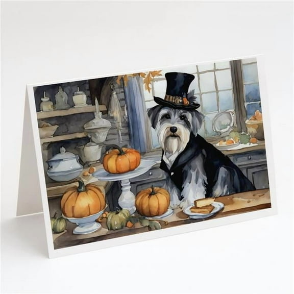 Schnauzer Fall Kitchen Pumpkins Greeting Cards and Envelopes Pack of 8 7 in x 5 in