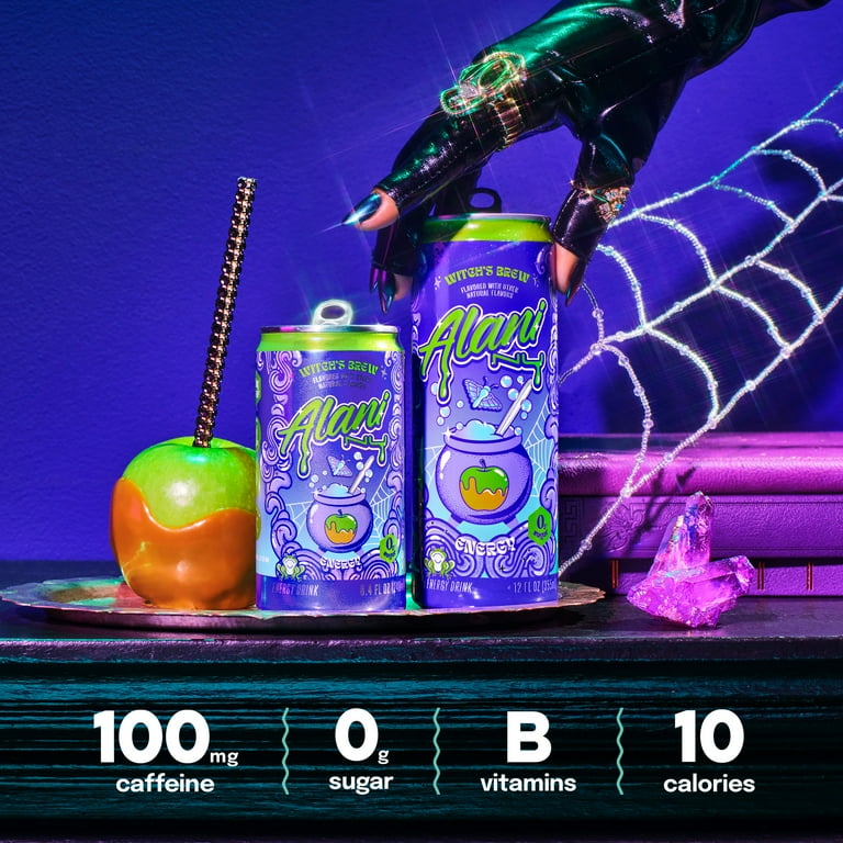 Alani Nu Sugar Free Energy Drink Mini, Witch's Brew, 8.4 fl oz, 12 Pack, Cans, 100mg Caffeine