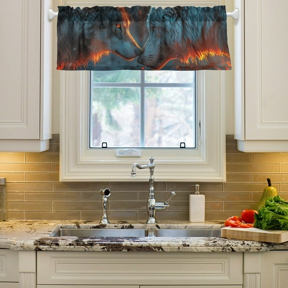 Wolves Curtain Valances Farmhouse Design Window Treatment Decor Blackout Rod Pocket for Windows Living Room Kitchen 54" x 18"