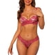 thumbnail image 1 of Conjunto de lencería push up para mujer Allegra K con tirantes ajustables, bordes de encaje floral, sujetadores y bragas D 40 en rojo floral, 1 of 4