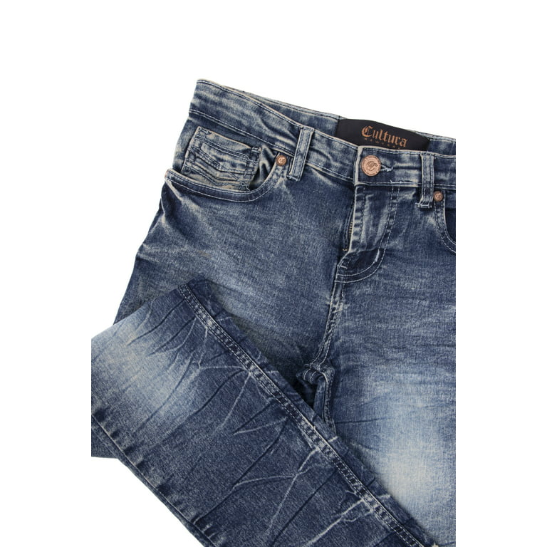 CULTURA Skinny Jeans for Boys Big Boys Teens Slim Wash Denim Pants, Medium  Blue - Slim Wash, Size 18 
