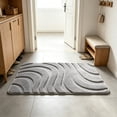 thumbnail image 4 of Wave Textured Soft Floor Mat, 23.6 x 15.8-Inch Polyester Blend Rug for Bathroom, Bedroom and Entryway, Gray, 4 of 7