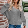 thumbnail image 5 of Buigttklop Womens Loose V-Neck Pullover Sweaters Fall Knitted Long Sleeve Tops Dressy Casual Blouse Knitwear Jumpers, 5 of 6