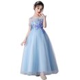 thumbnail image 1 of KAWELL Flower Girls Embroidery Beaded Mesh Dress Off Shoulder Princess Bridesmaid Wedding Birthday Eucharist, 1 of 6