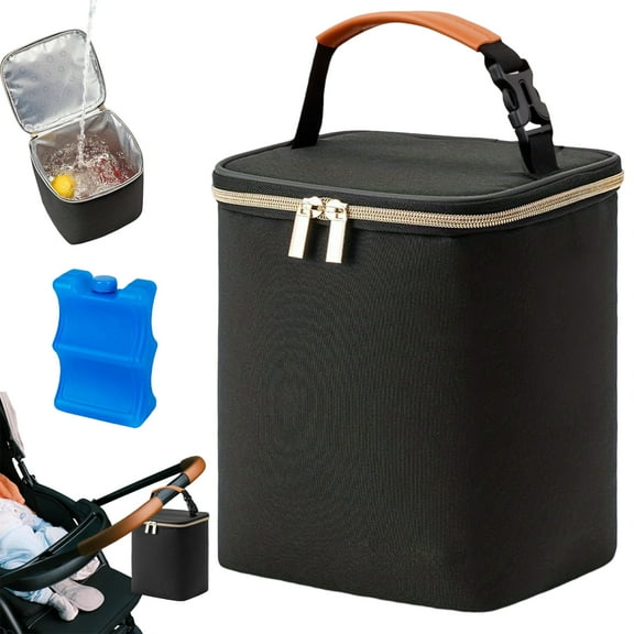 Breast Milk Cooler Travel Bag with Ice Pack,Fits 4 Baby Bottles Up to 9 Ounce, Baby Bottle Bag for Nursing Mom Daycare