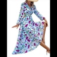 thumbnail image 3 of Vestido Bohemio Informal de Larga con Escote en V Profundo para Mujer Azul L, 3 of 10
