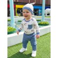 thumbnail image 6 of RUINIXCW Newborn Baby Boy Duck Outfit Infant Baby Boys Spring Fall Winter Clothes Mallard Print  Long Sleeve Romper Pants and Hat Set, 6 of 10