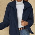 thumbnail image 2 of felwors Women's Full Zip Fleece Jacket Winter Casual Long Sleeve Lapel Collar Oversized Sherpa Coat Fall Outerwear Blue, S, 2 of 6