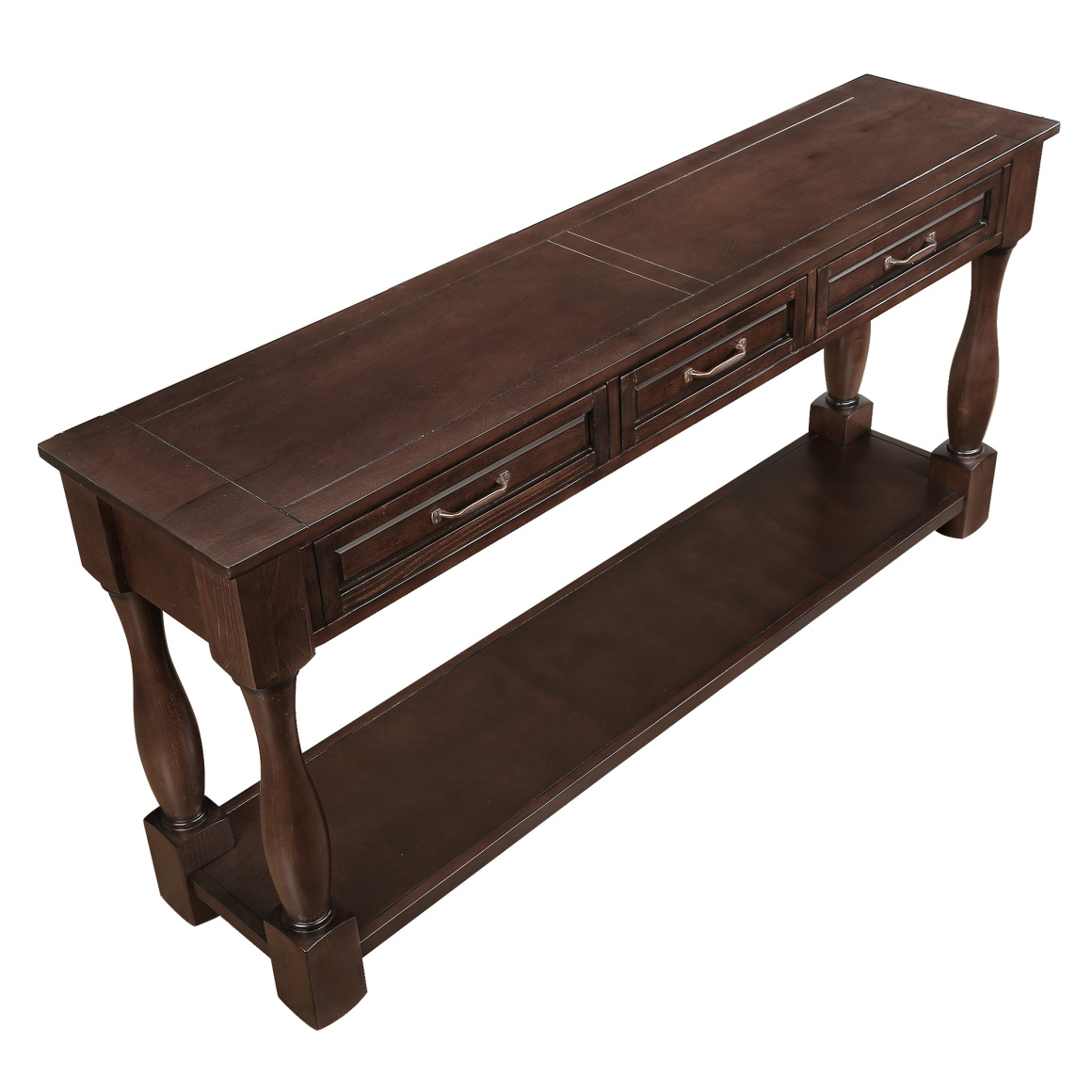 63inch Wood Console Table,Console Table with 3 Drawers and 1 Bottom Shelf for Entryway Hallway Extra-Thick Sofa Table,Espresso