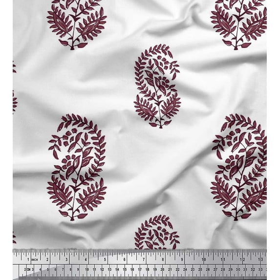 Soimoi Georgette Viscose Fabric Leaves Block Print Sewing Fabric Yard 42 Inch Wide